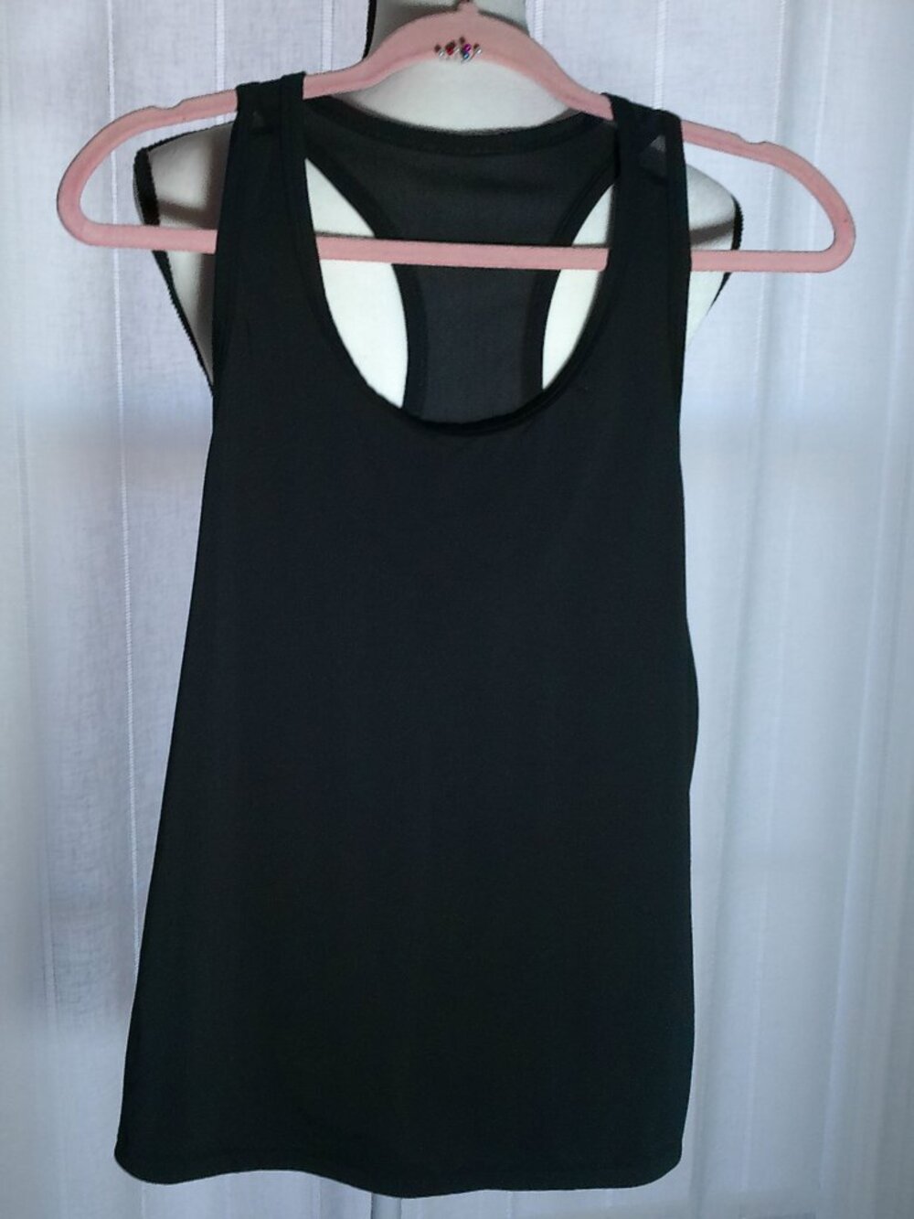 ALL IN MOTION Racer Back Tank w/Rounded Hem Black NWOT L